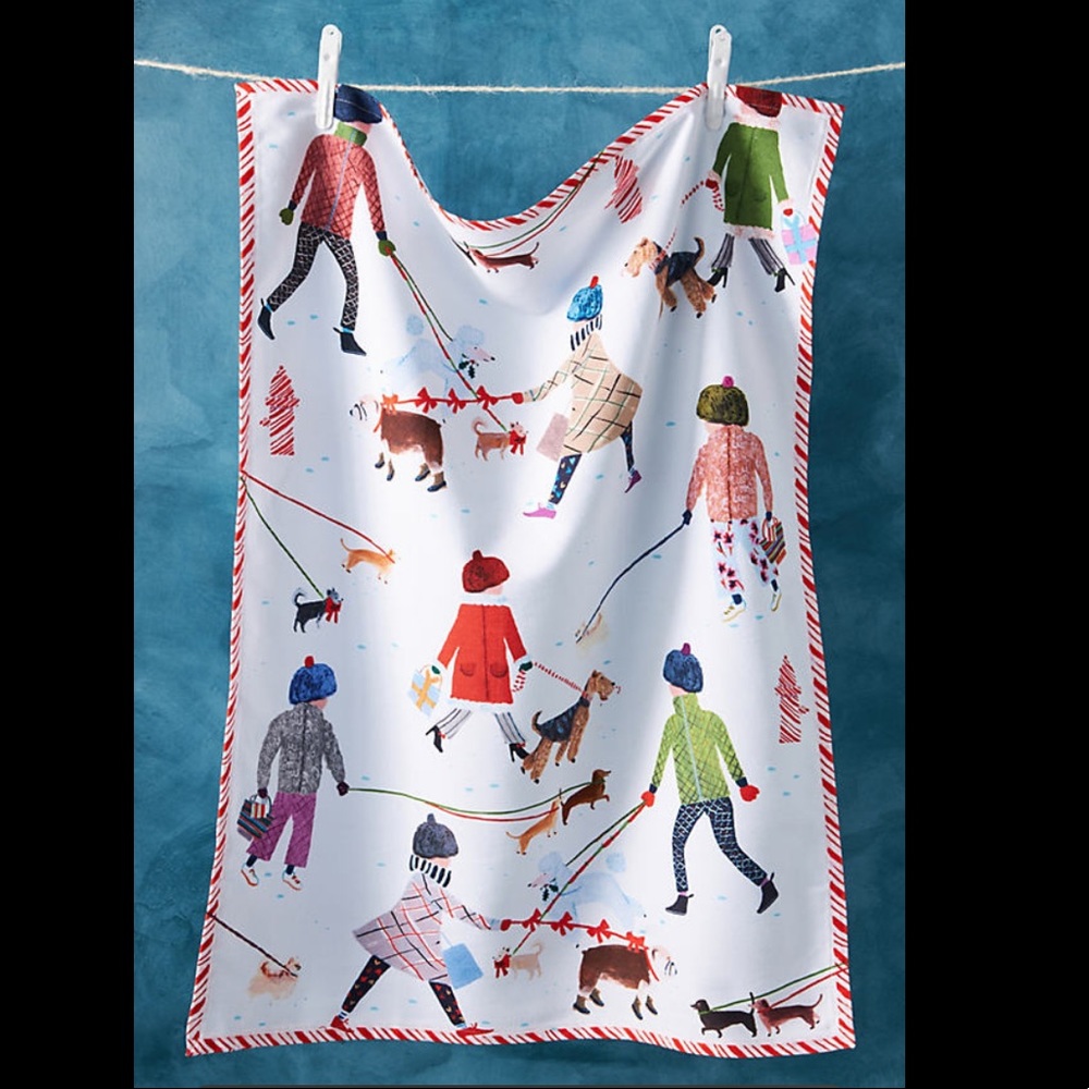 Anthropologie Happy Howlidays Dish Towel - Picture 1 of 2